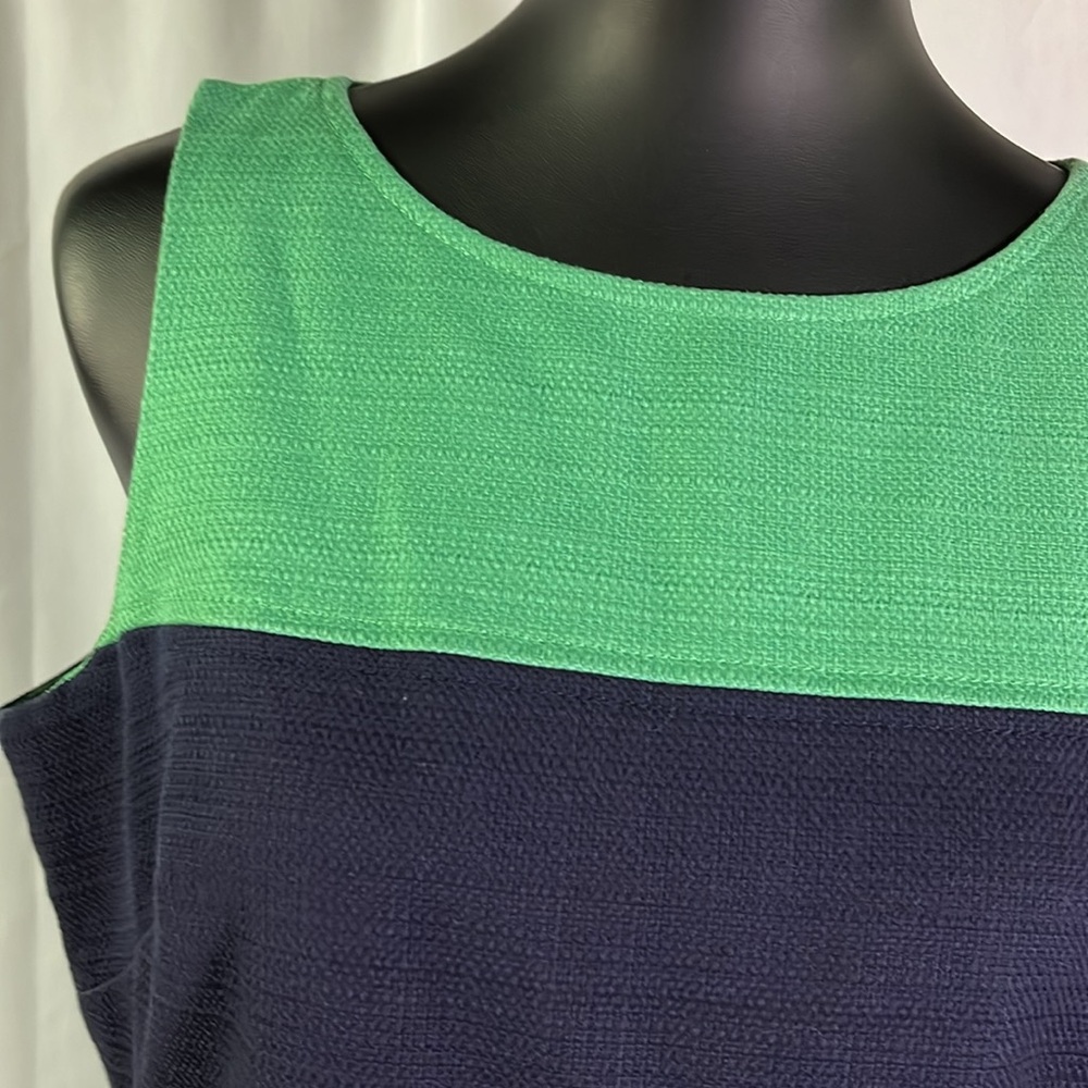 NWT Banana Republic Navy & Green Striped Sleeveless Cotton Sheath Dress - Picture 5 of 16